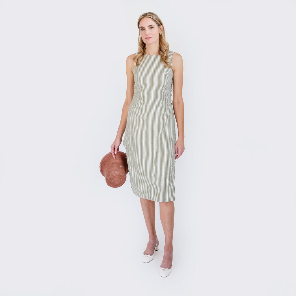 MASON'S DAUGHTER | Meredith Midi Tunic, Seersucker Olive & Ivory