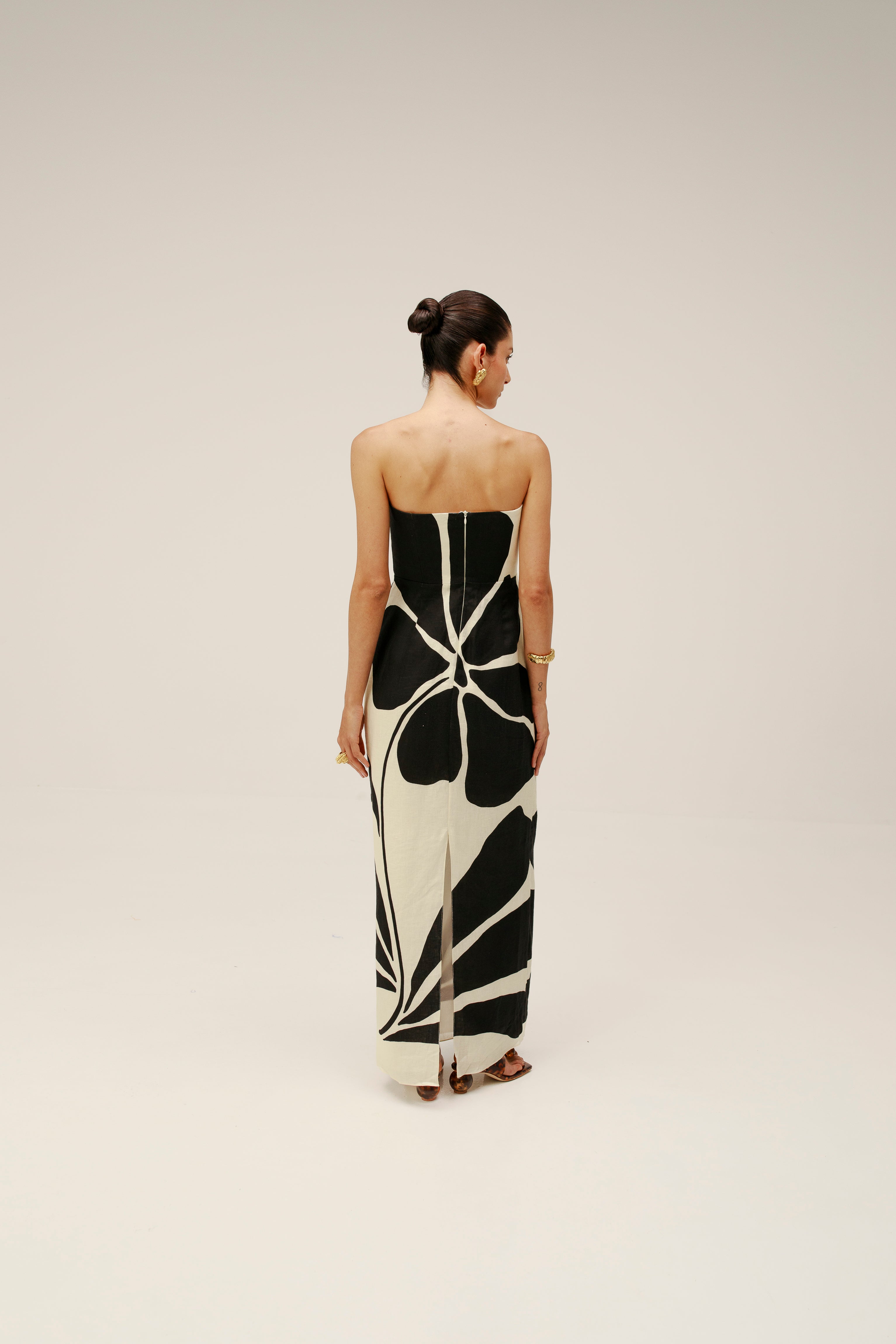 CALA DE LA CRUZ April Dress, Camellia Black & White
