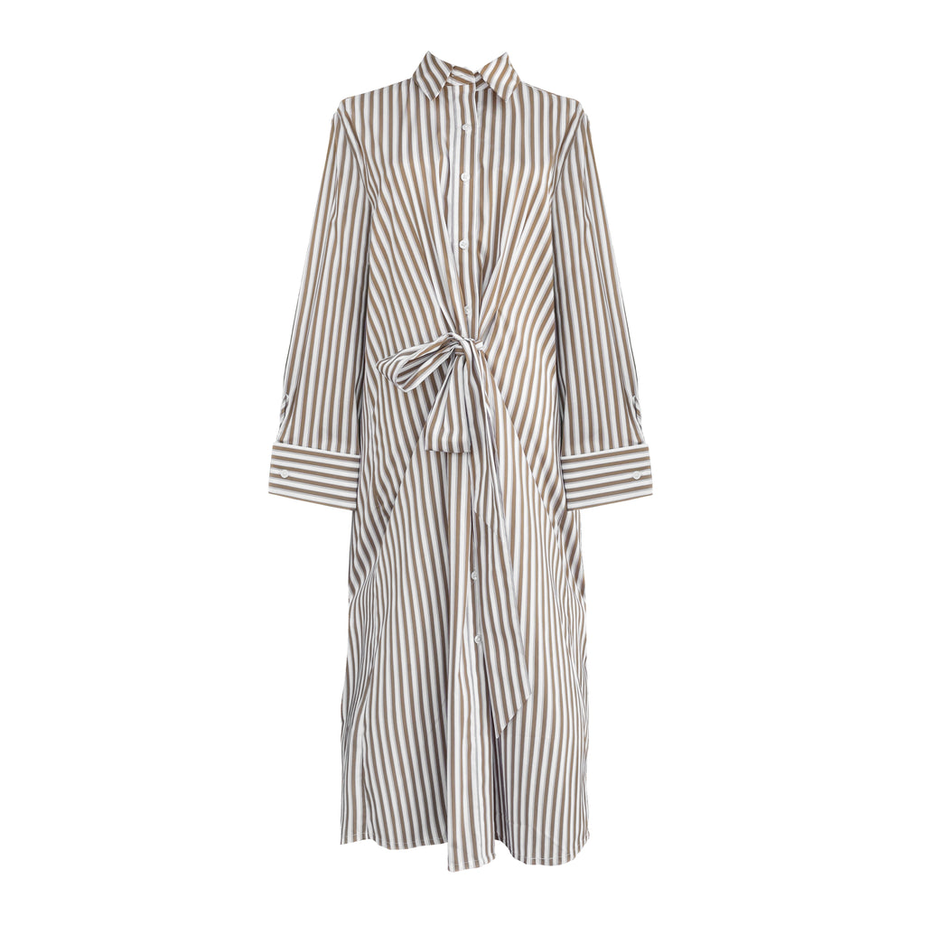 MASON'S DAUGHTER | Sutton Shirtdress, Camel and White Striped