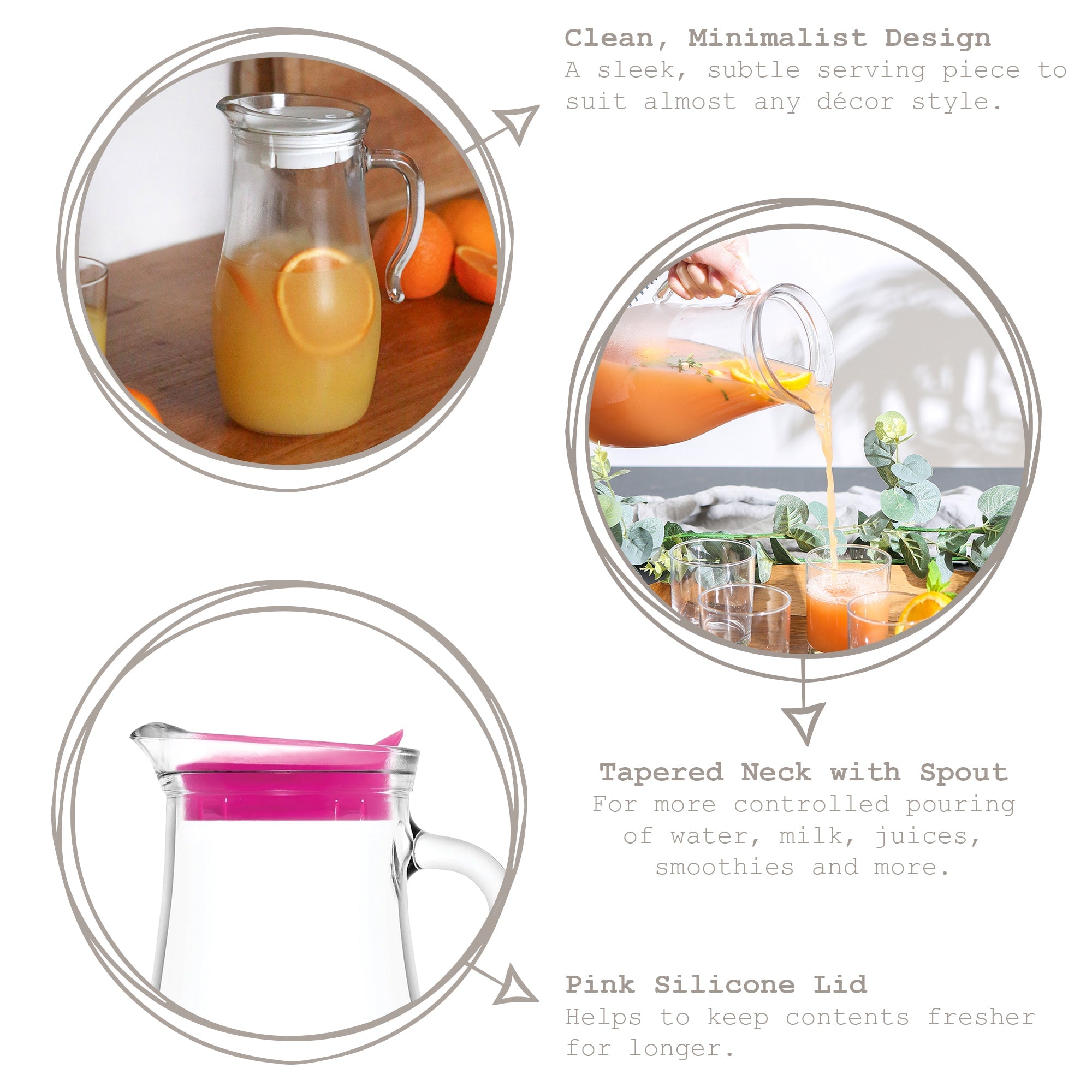 1.8L Misket Glass Water Jug with Silicone Lid