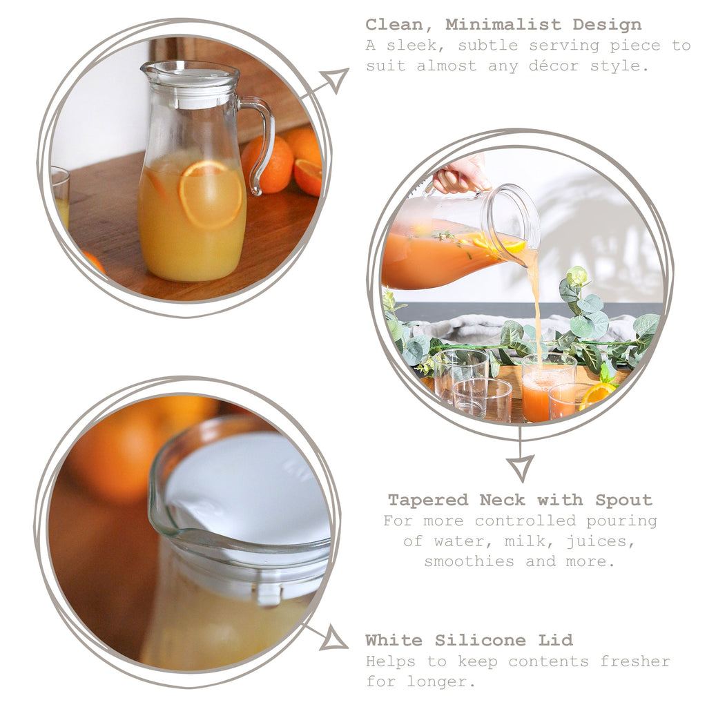 1.8L Misket Glass Water Jug with Silicone Lid