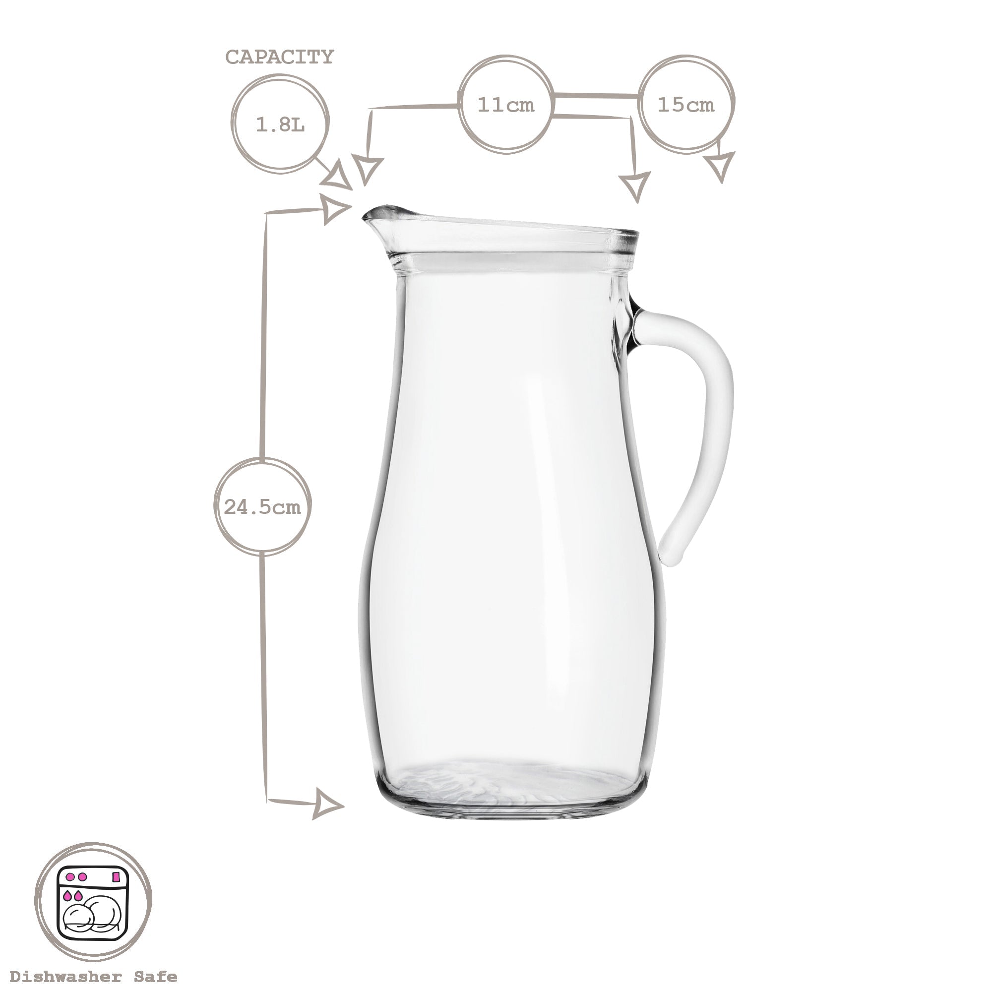1.8L Misket Glass Water Jug with Silicone Lid