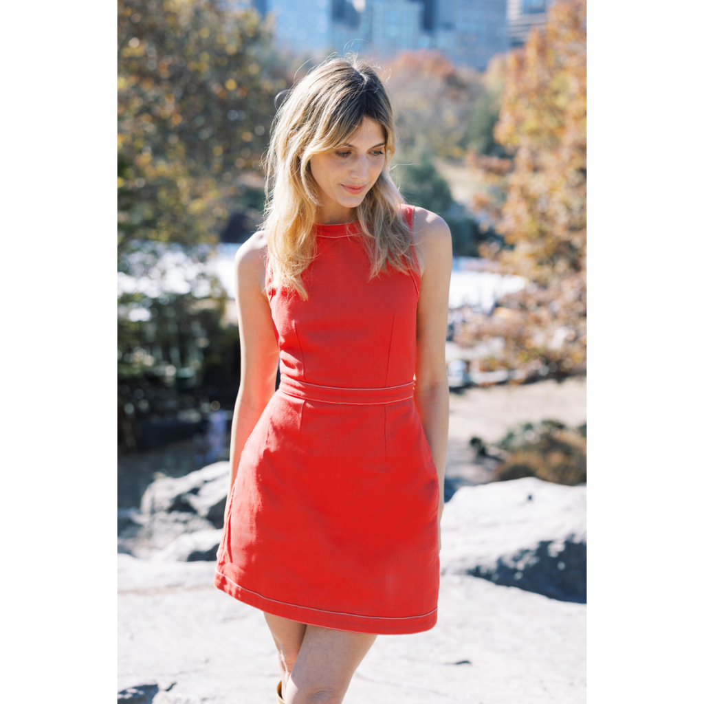 MASON'S DAUGHTER | Mia Dress, Red Cotton Twill