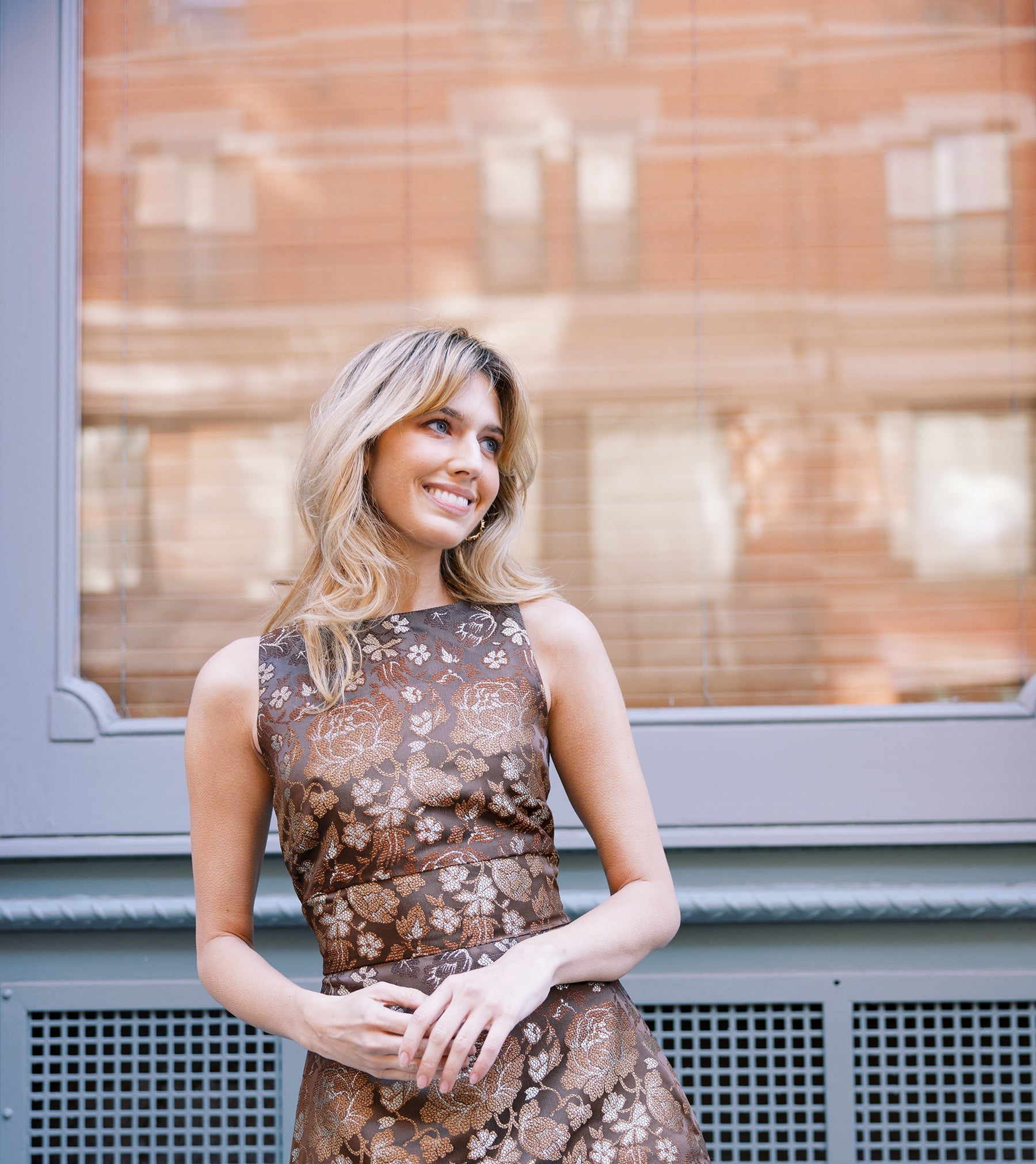 MASON by MASON'S DAUGHTER Carina Dress, Brown Jacquard
