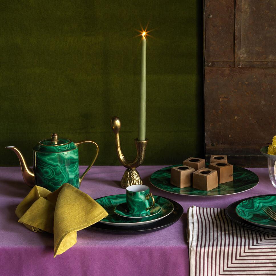 Malachite Tea Cup + Saucer (Set of 2)